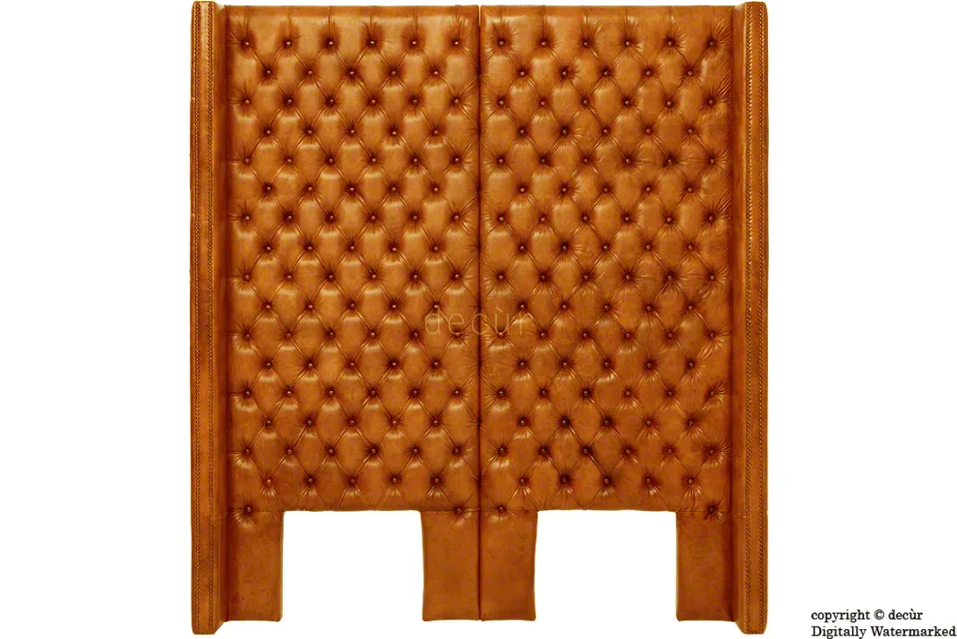 Beauchamp Buttoned Courtyard Leather Headboard Outback Tan