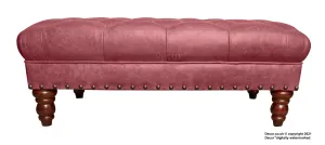 Carrington Buttoned Leather Footstool - Bordeaux Red