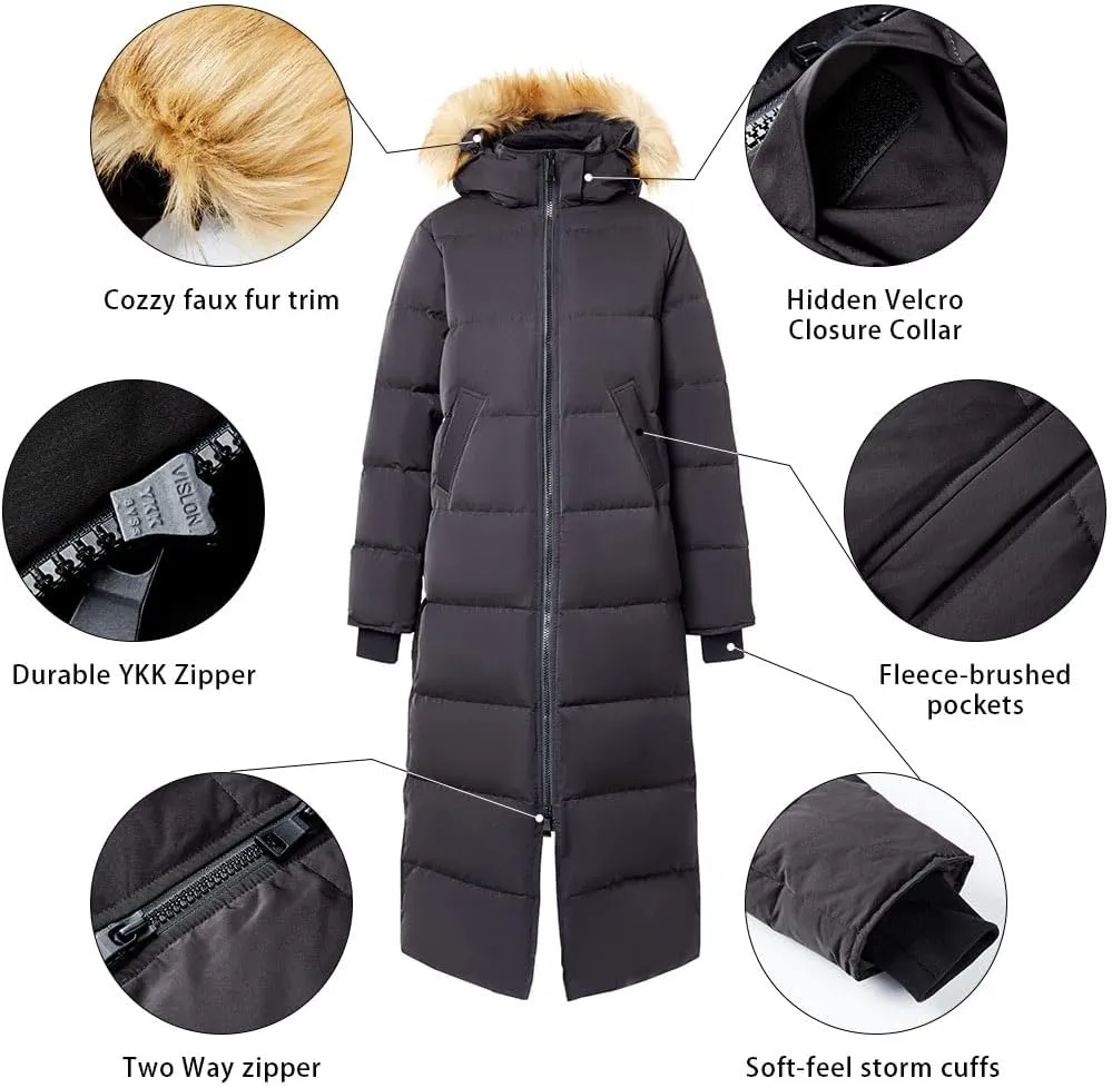 Fitouch Women's Waukee Long Down Coat Parka Jacket | 750  Fill Power | Full-Length