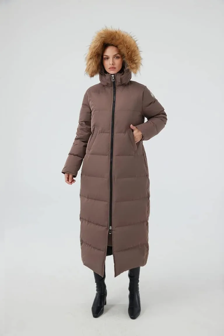 Fitouch Women's Waukee Long Down Coat Parka Jacket | 750  Fill Power | Full-Length
