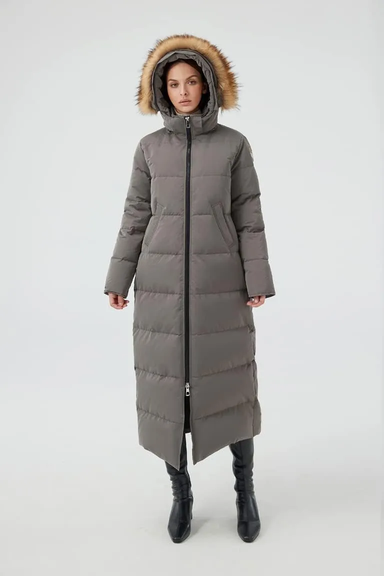 Fitouch Women's Waukee Long Down Coat Parka Jacket | 750  Fill Power | Full-Length