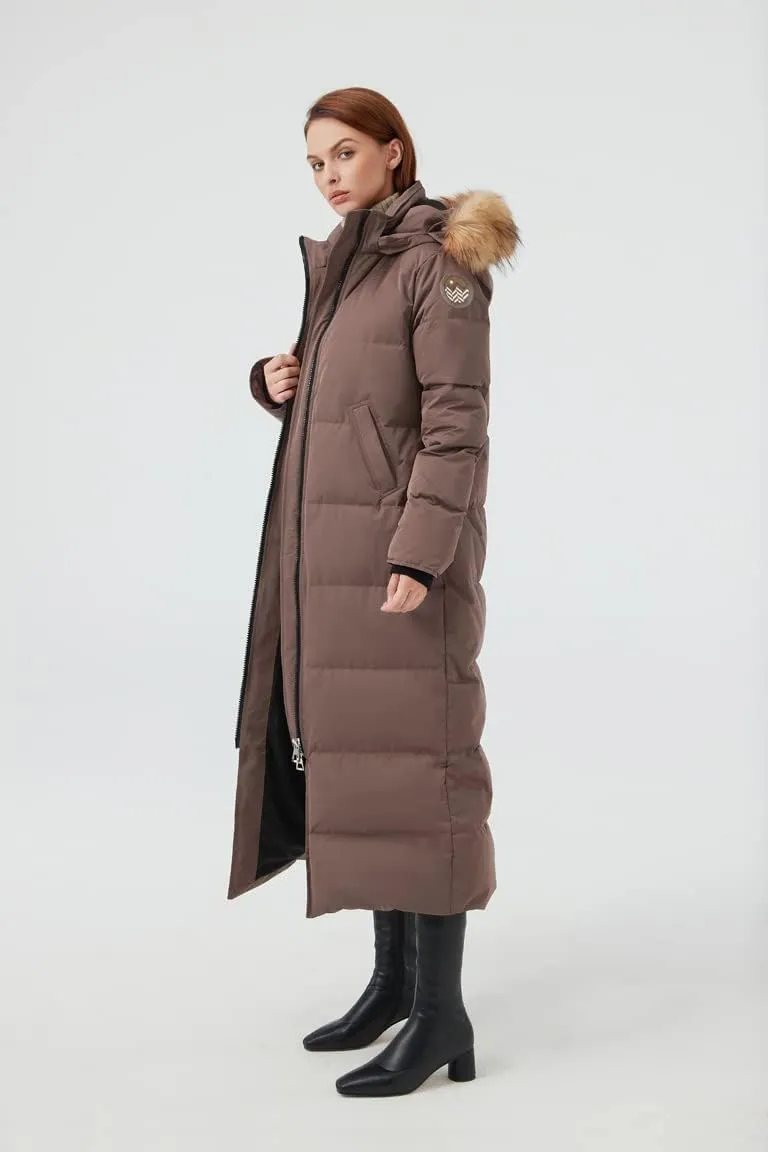 Fitouch Women's Waukee Long Down Coat Parka Jacket | 750  Fill Power | Full-Length