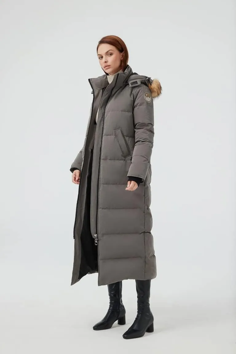 Fitouch Women's Waukee Long Down Coat Parka Jacket | 750  Fill Power | Full-Length