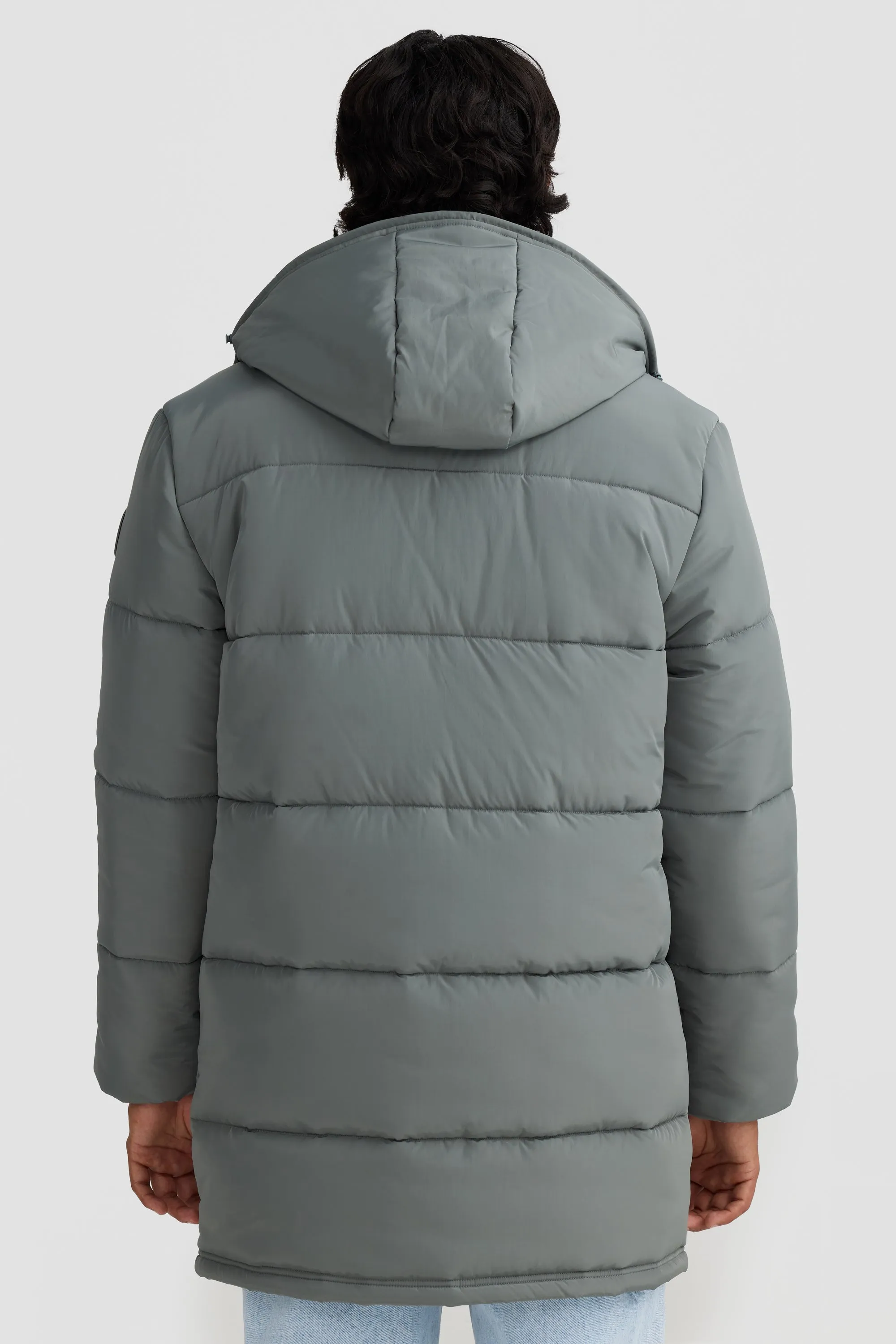 Longline Eucalyptus Puffer Jacket