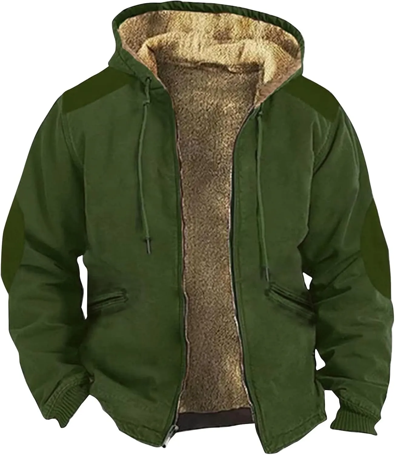 Mens Zipper Hoodies Winter Sherpa Lined Graphic Jacket Oversized Heavy Windbreaker Coat Big And Tall Windproof Outwear