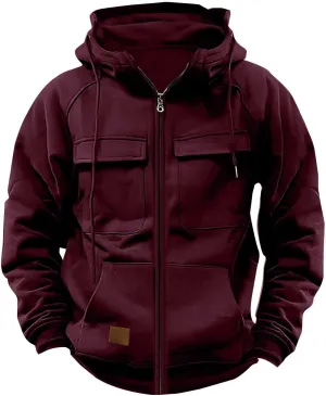 Ogiraw Tactical Hoodies for Men 2024 Quater-Zip Pullover Vintage Sweatshirt Casual Long Sleeve Cargo Hoodies with Pocket