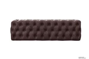 Oliver Buttoned Leather Ottoman - Dark Brown