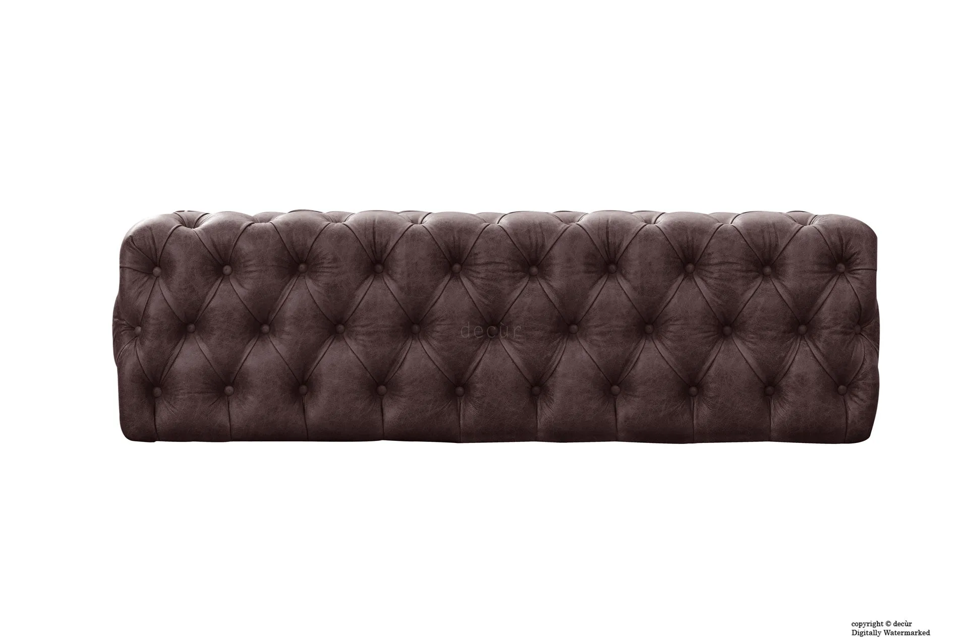 Oliver Buttoned Leather Ottoman - Dark Brown