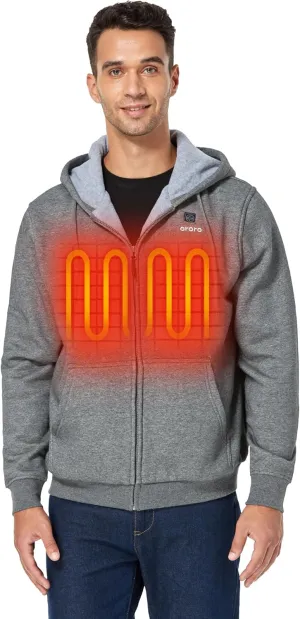 ORORO Heated Hoodie with Battery, Fleece Full-Zip Heated Sweatshirt Hoodie (Charger Not Included)