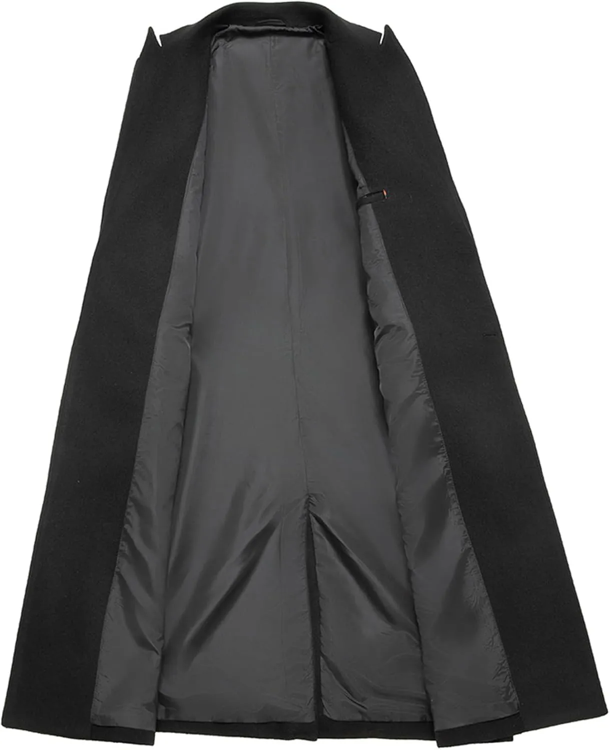 Sexyshine Mens Full Length Wool Trench Coat Notched Lapel Double Breasted Long Overcoat Windbreaker Pea Coat Jacket