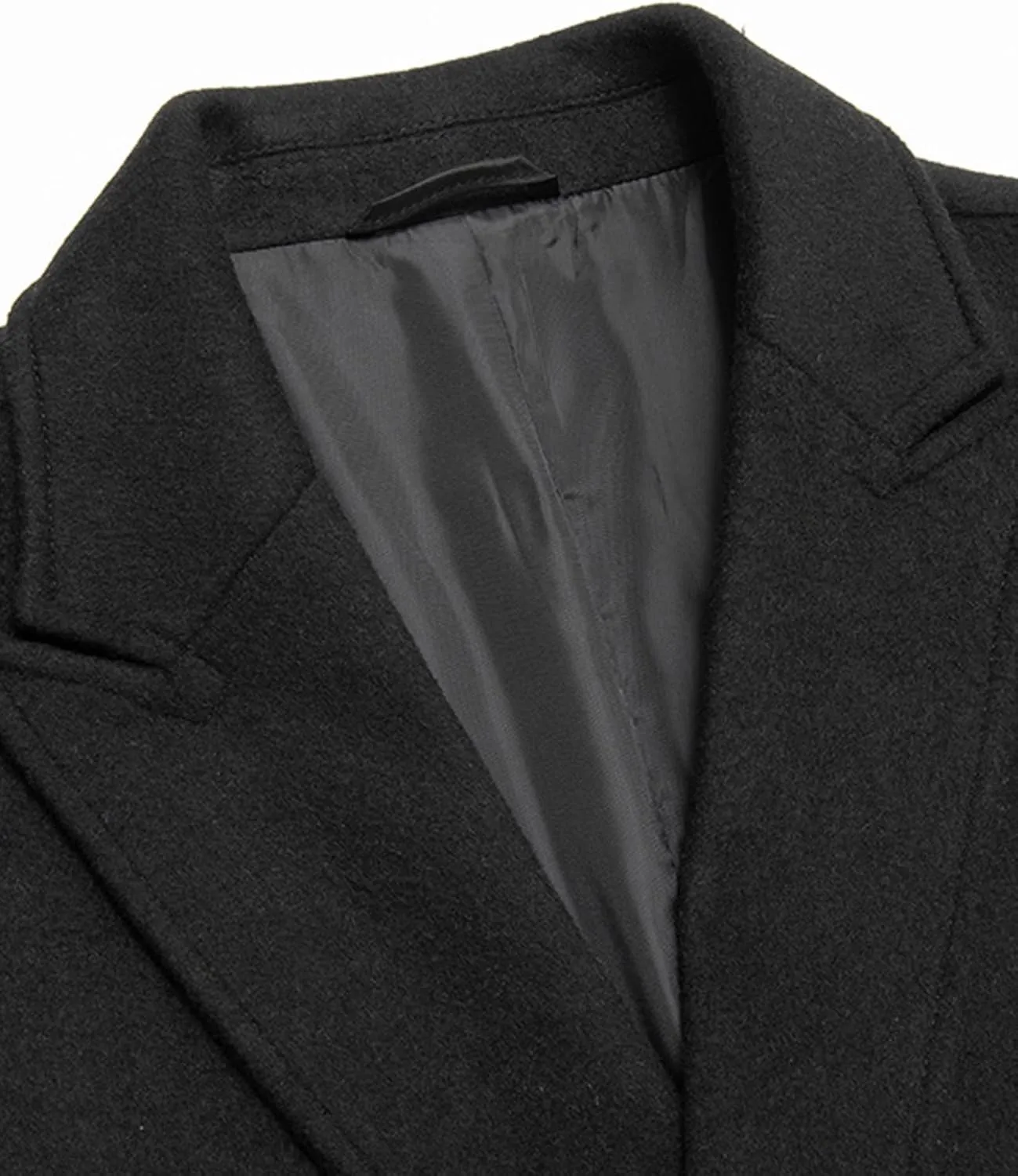 Sexyshine Mens Full Length Wool Trench Coat Notched Lapel Double Breasted Long Overcoat Windbreaker Pea Coat Jacket