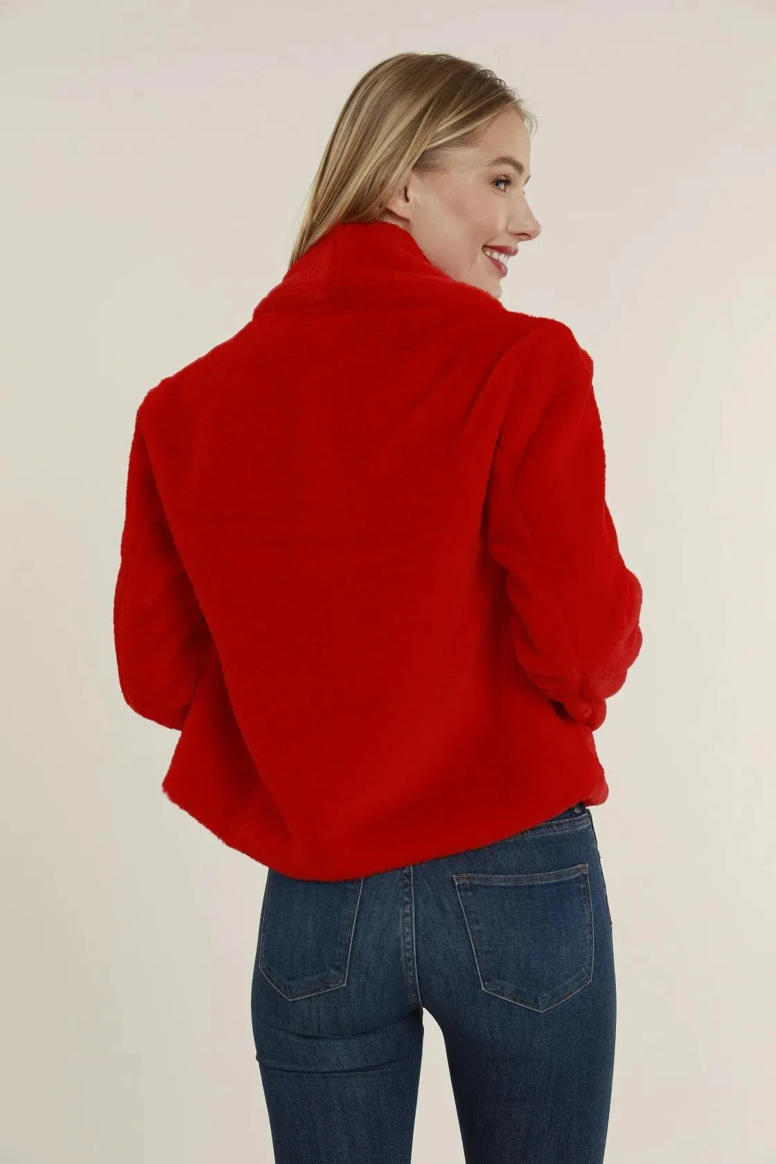 Shawl Collar Faux Fur Jacket