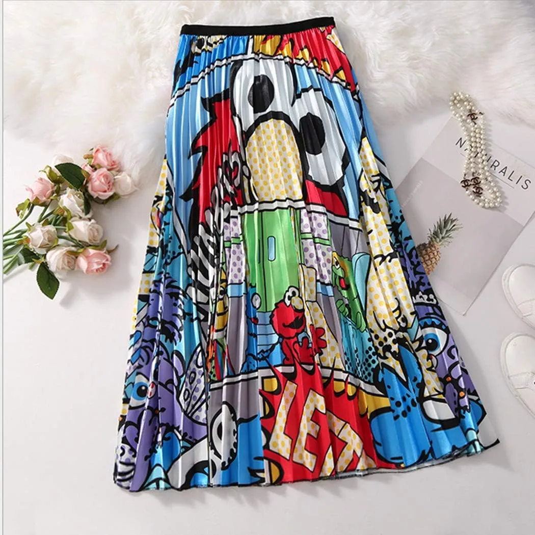 watersouprty Womens Summer Bohemia Pleated Skirt A-line Long Skirts
