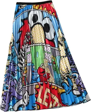 watersouprty Womens Summer Bohemia Pleated Skirt A-line Long Skirts