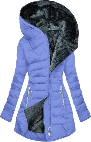 Winter Coats for Women Long Faux Fur Jacket Thick Warm Hoodie Zip Up Fleece Lined Jacket Plus Size Down Jacket