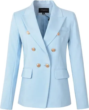 Womens Double Breasted Military Style Blazer Ladies Coat Jacket