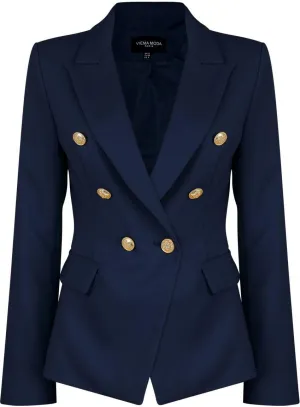 Womens Double Breasted Military Style Blazer Ladies Coat Jacket
