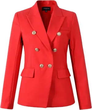 Womens Double Breasted Military Style Blazer Ladies Coat Jacket