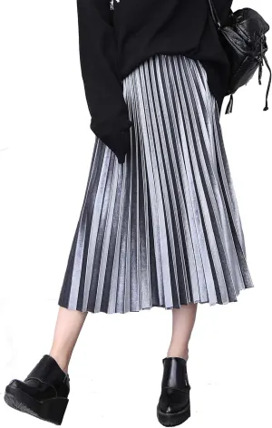 Women's Gold Velvet Pleated Fashion Long Skirt