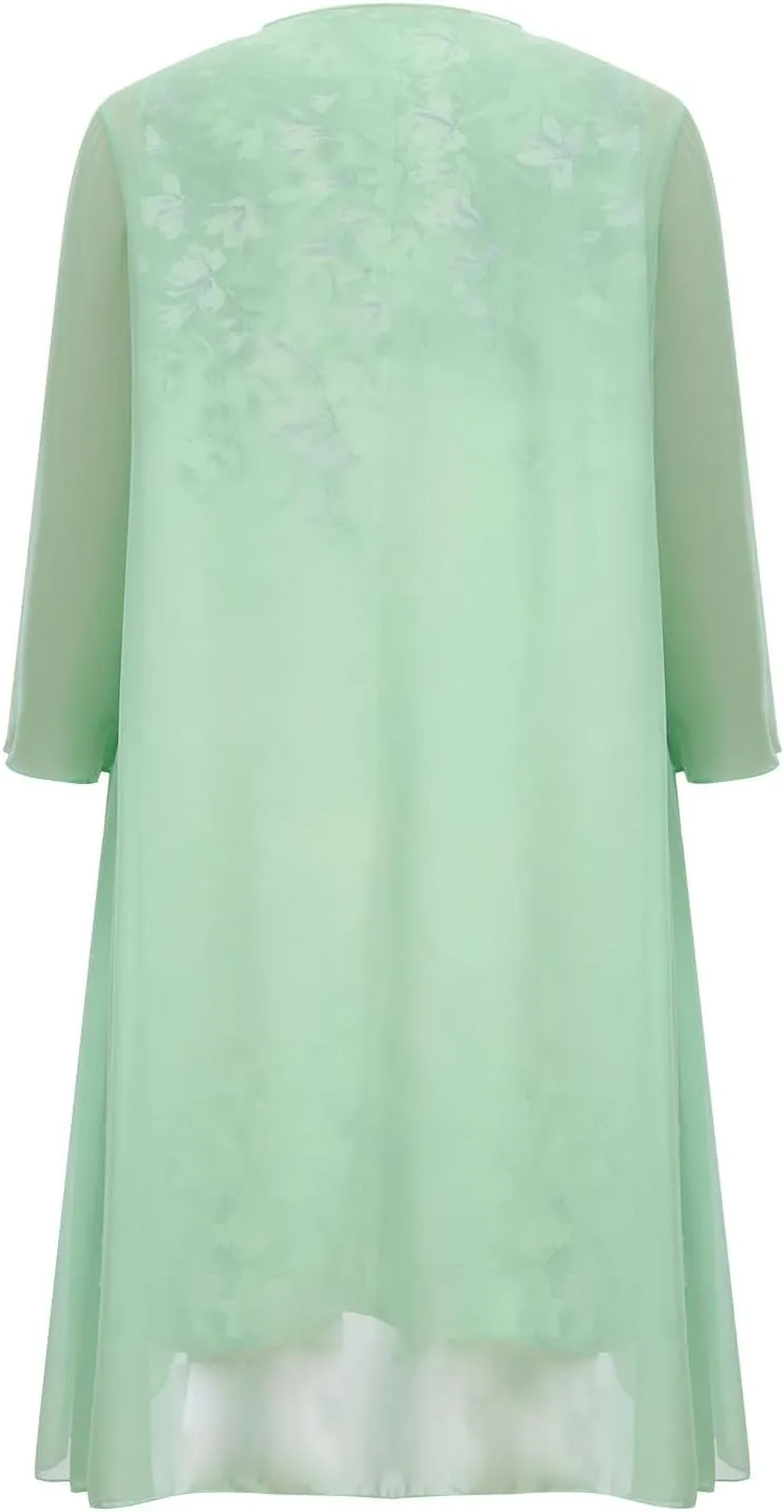 Women's Linen Dress Floral Print Ruffle Irregular Hem Sleeveless Tank Maxi Dress with Long Jacket Loose Two Piece Set