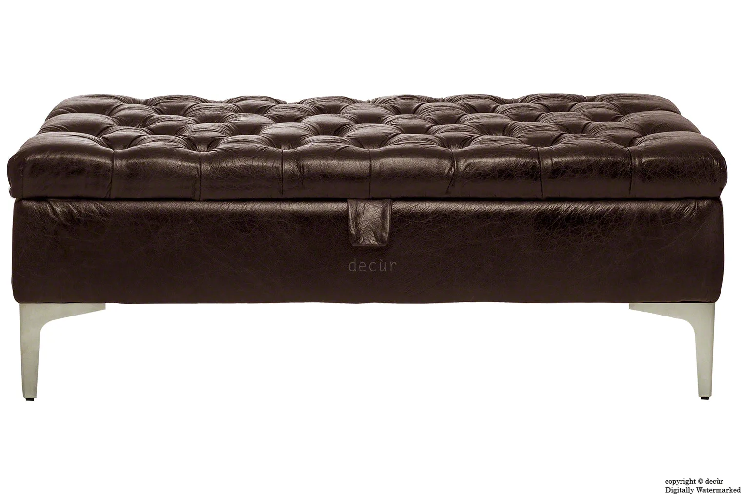 Wraith Leather Vintage Footstool - Dark Bitter