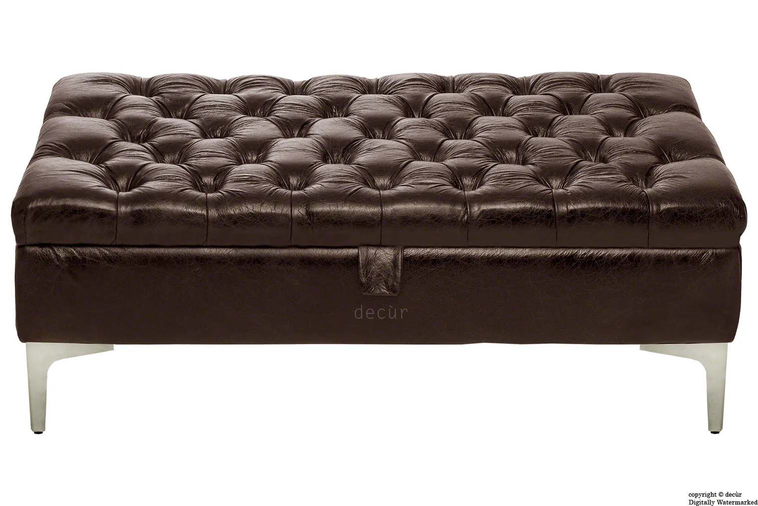 Wraith Leather Vintage Footstool - Dark Bitter