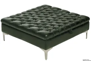 Wraith Leather Vintage Footstool Large - Absinthe