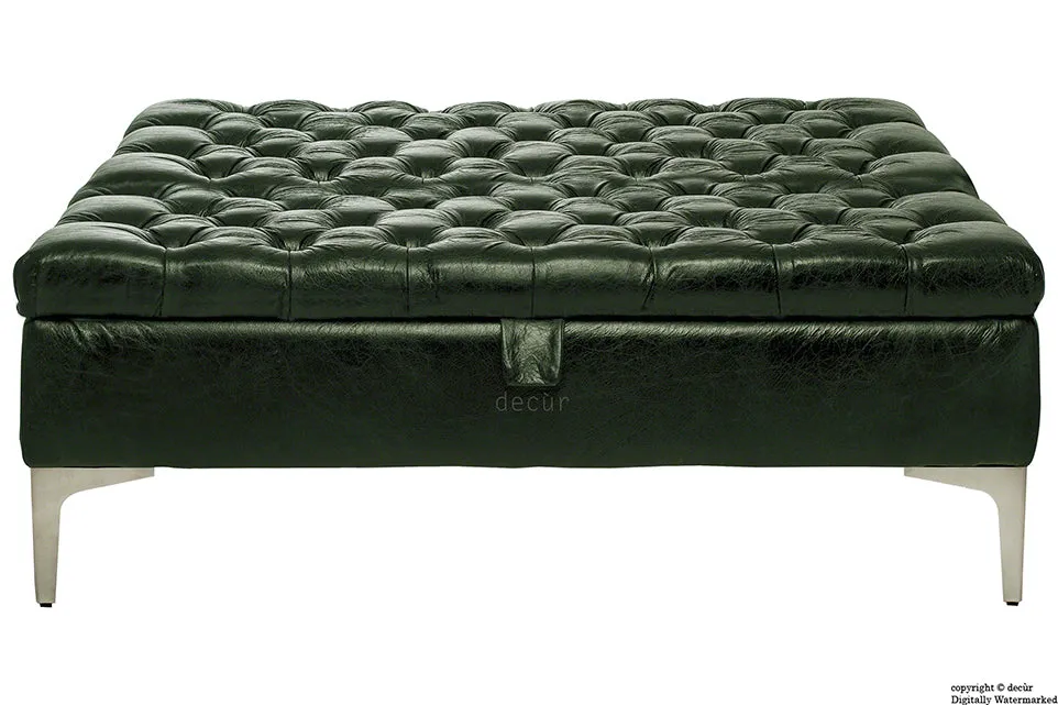 Wraith Leather Vintage Footstool Large - Absinthe