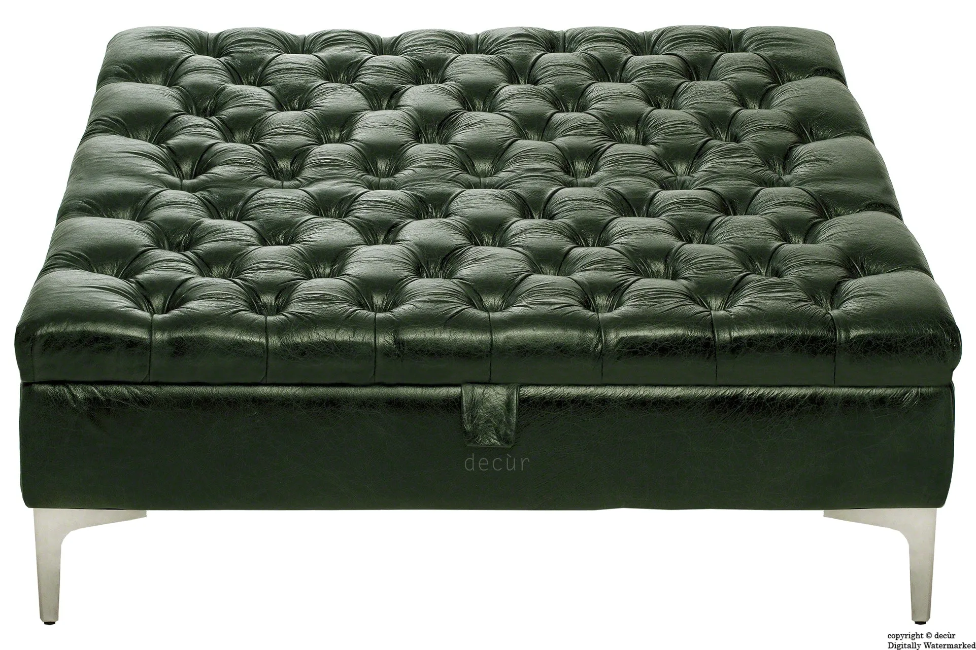 Wraith Leather Vintage Footstool Large - Absinthe