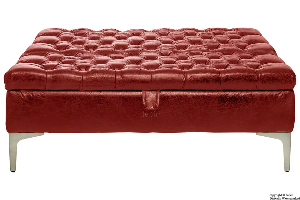 Wraith Leather Vintage Footstool Large - Rioja