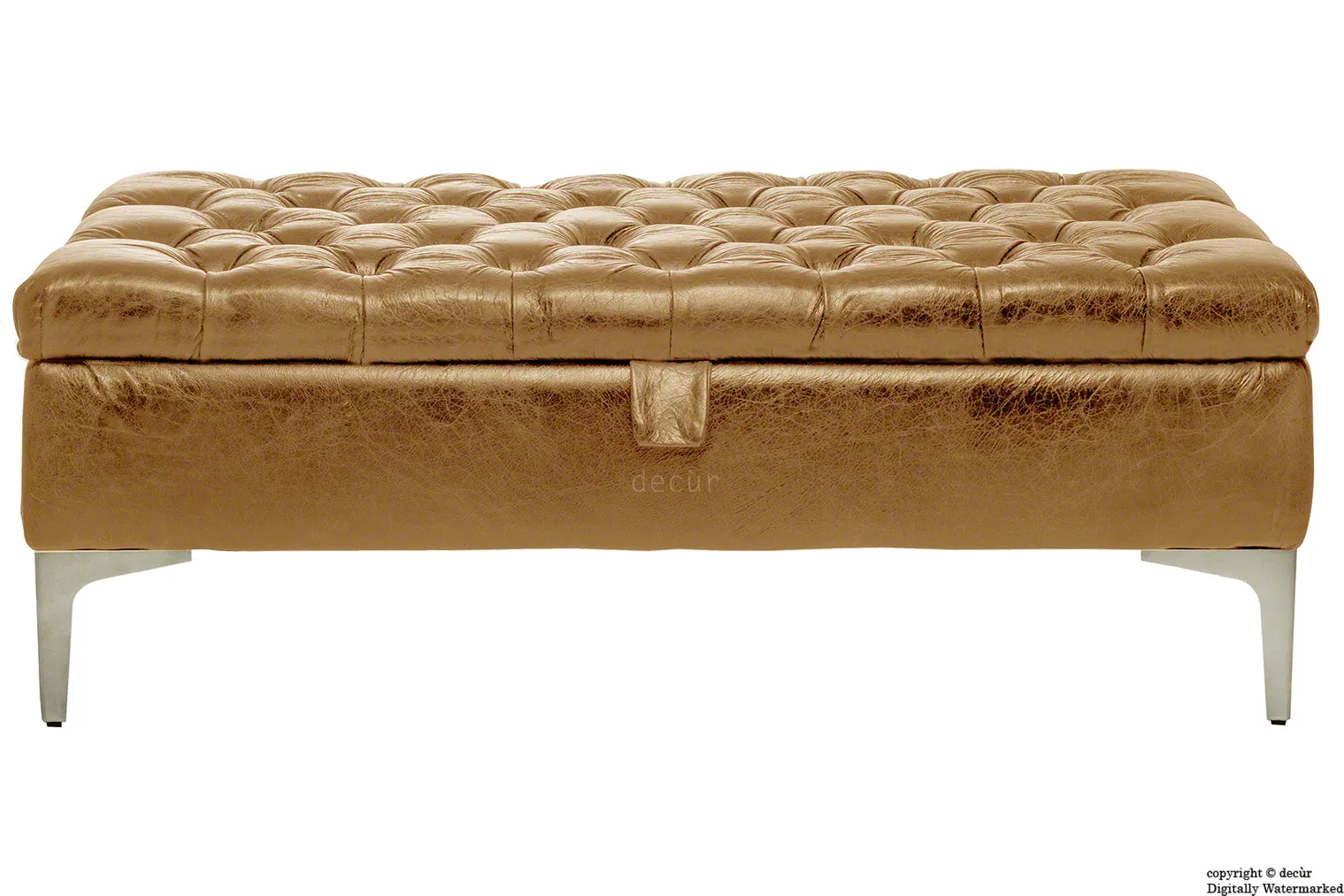 Wraith Leather Vintage Footstool - Pale Ale