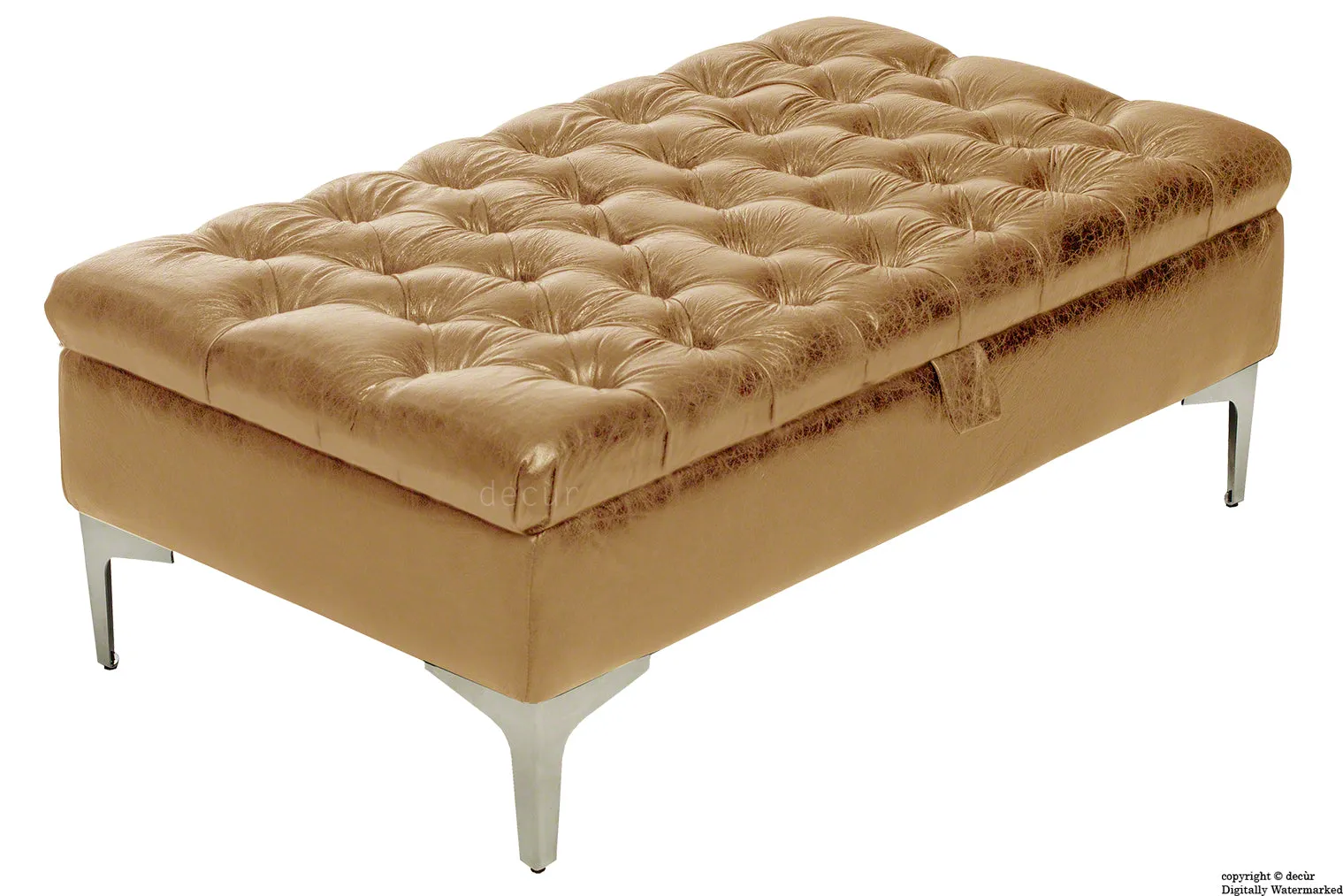 Wraith Leather Vintage Footstool - Pale Ale