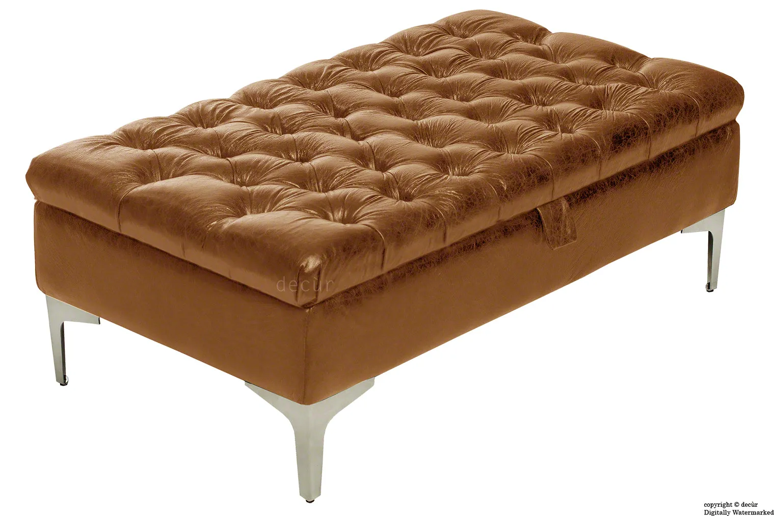 Wraith Leather Vintage Footstool - Sherry