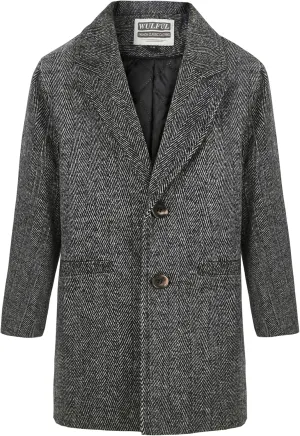 WULFUL Boys Wool Coat Single Breasted Trench Coat Winter Pea Coat