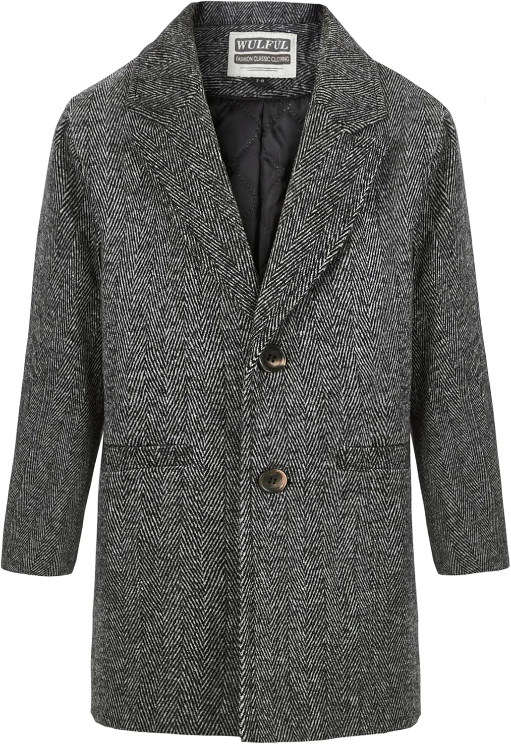 WULFUL Boys Wool Coat Single Breasted Trench Coat Winter Pea Coat