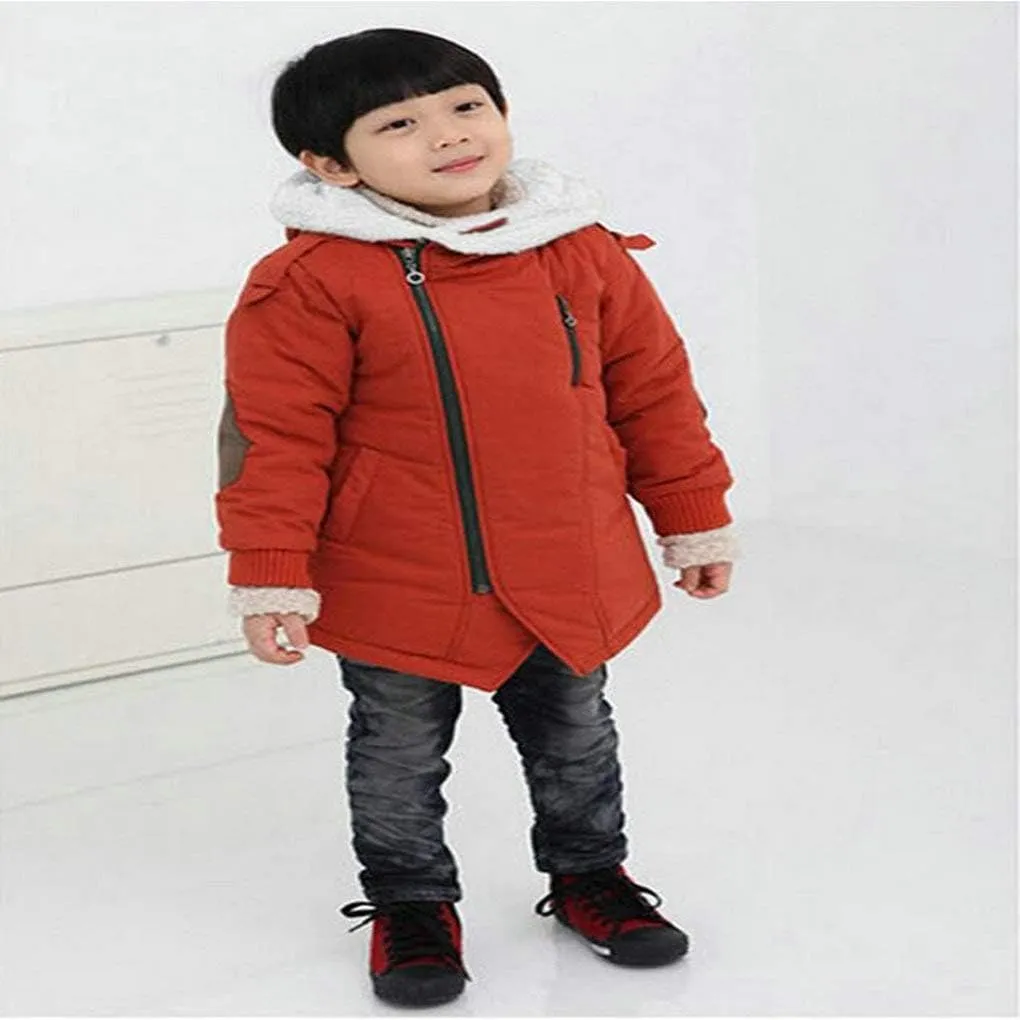 XYSSWW Child Boy's Thick Cotton-Padded Parka Jacket Hooded Fleece Coat